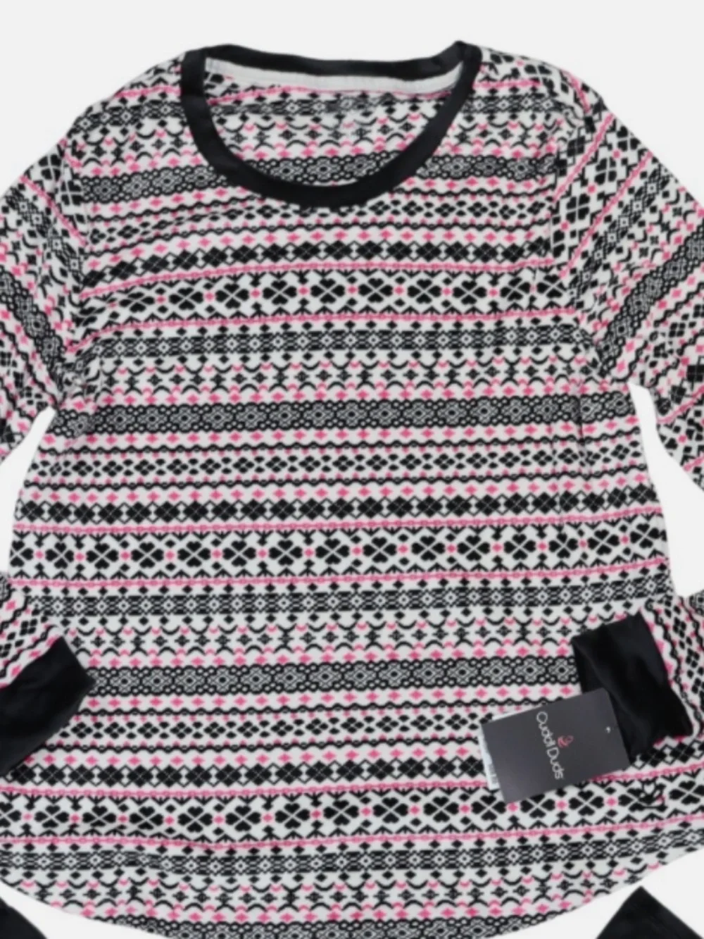 NEW Cuddl Duds Pajama Tops Womens Large Multicolor Fleece Long Sleeve